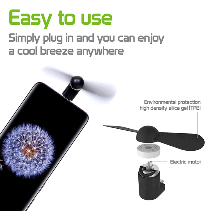 Plug-in Mini Phone Fan Clean - g BC 